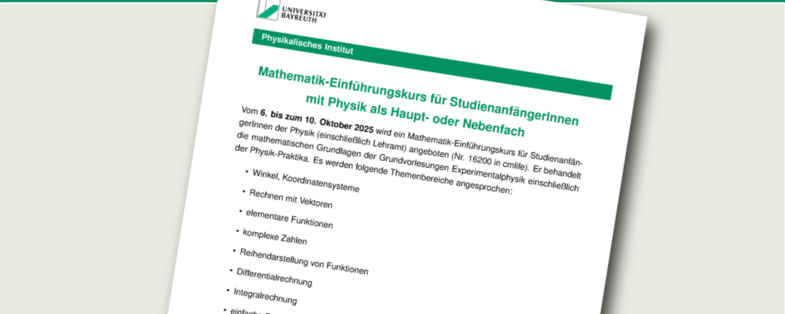 Mathematik-Einführungskurs für Erstsemester ab dem 6. Oktober