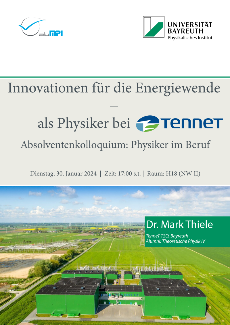 Wintersemester 2023/24: Dr. Mark Thiele, TenneT TSO, Bayreuth