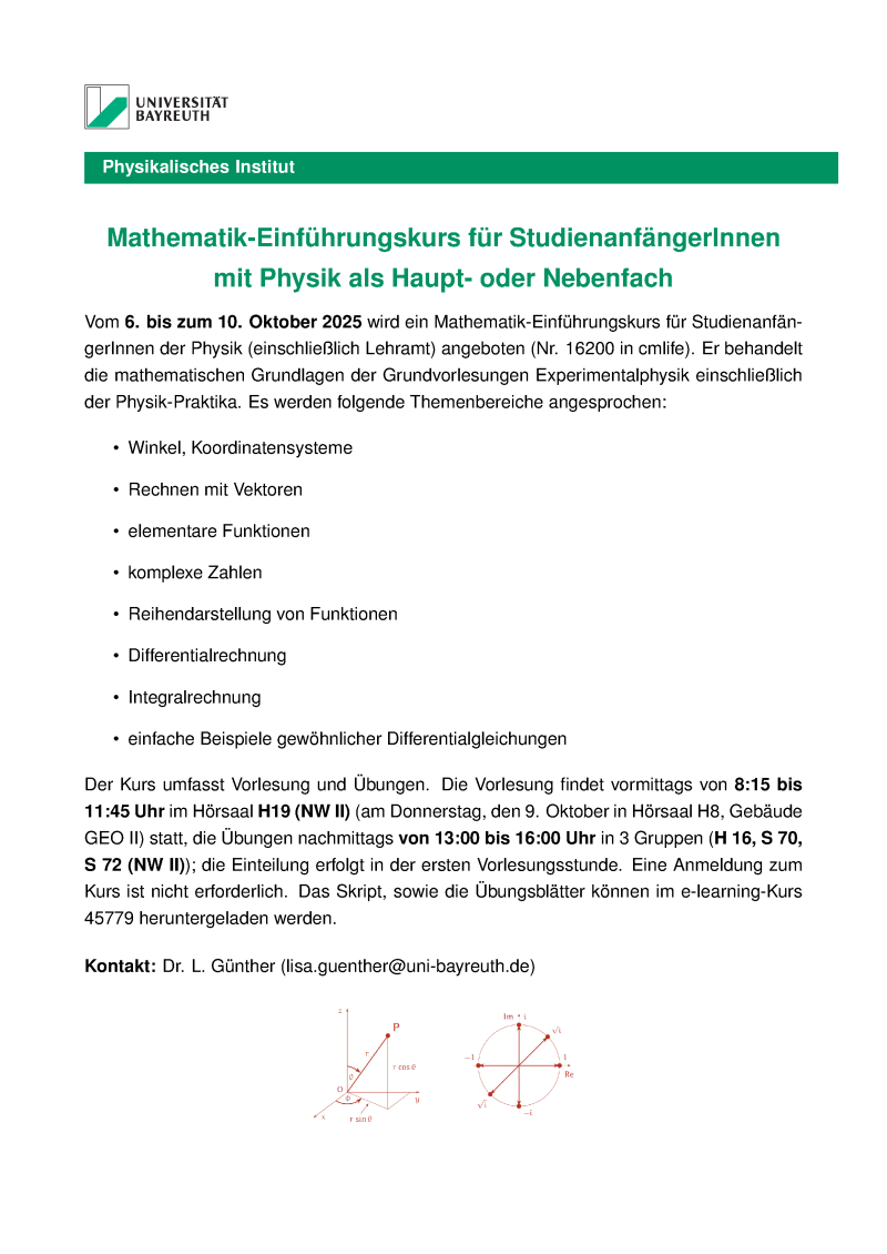 Mathematik-Einführungskurs für Erstsemester