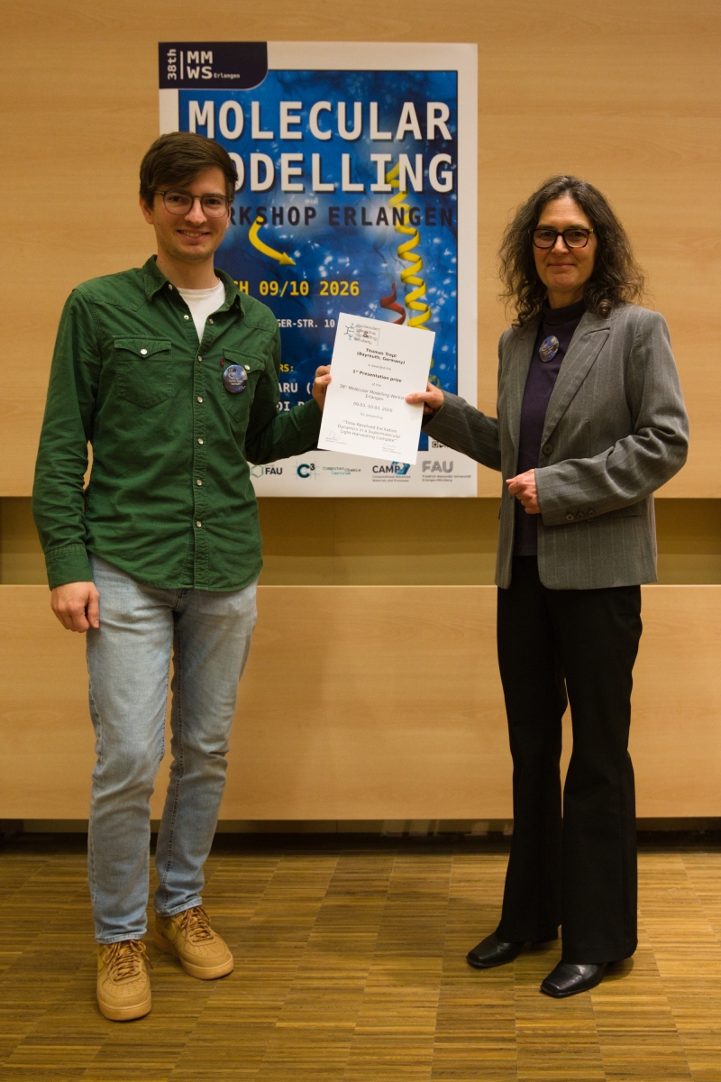 38th Molecular Modelling Workshop 2026 - 1st Presentation prize Thomas Trepl