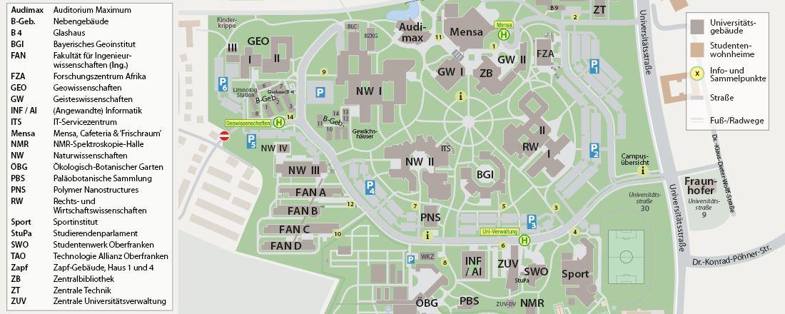 Campusplan Universität Bayreuth